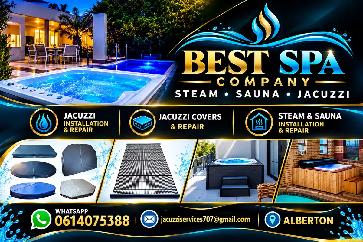 Promotional flyer for spa and jacuzzi services